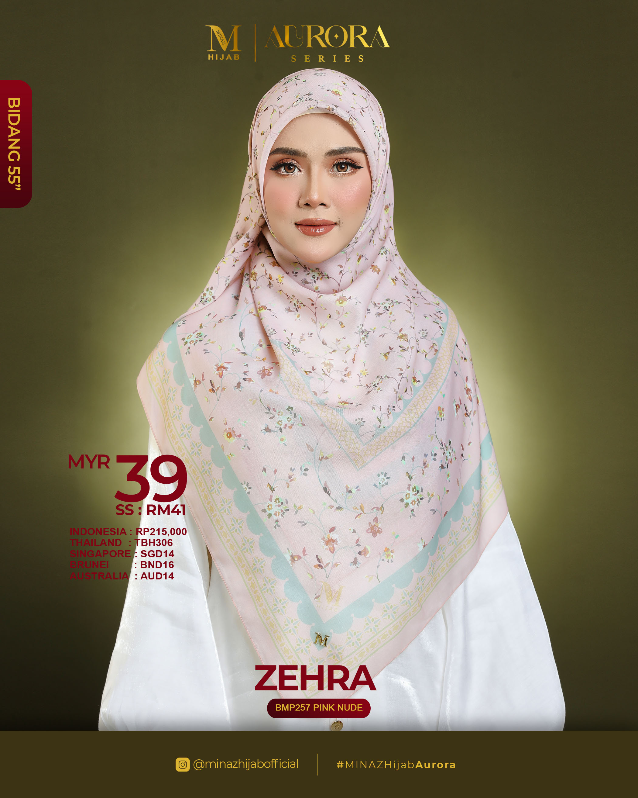 Tudung Bawal Aurora - Zehra Pink Nude - B55