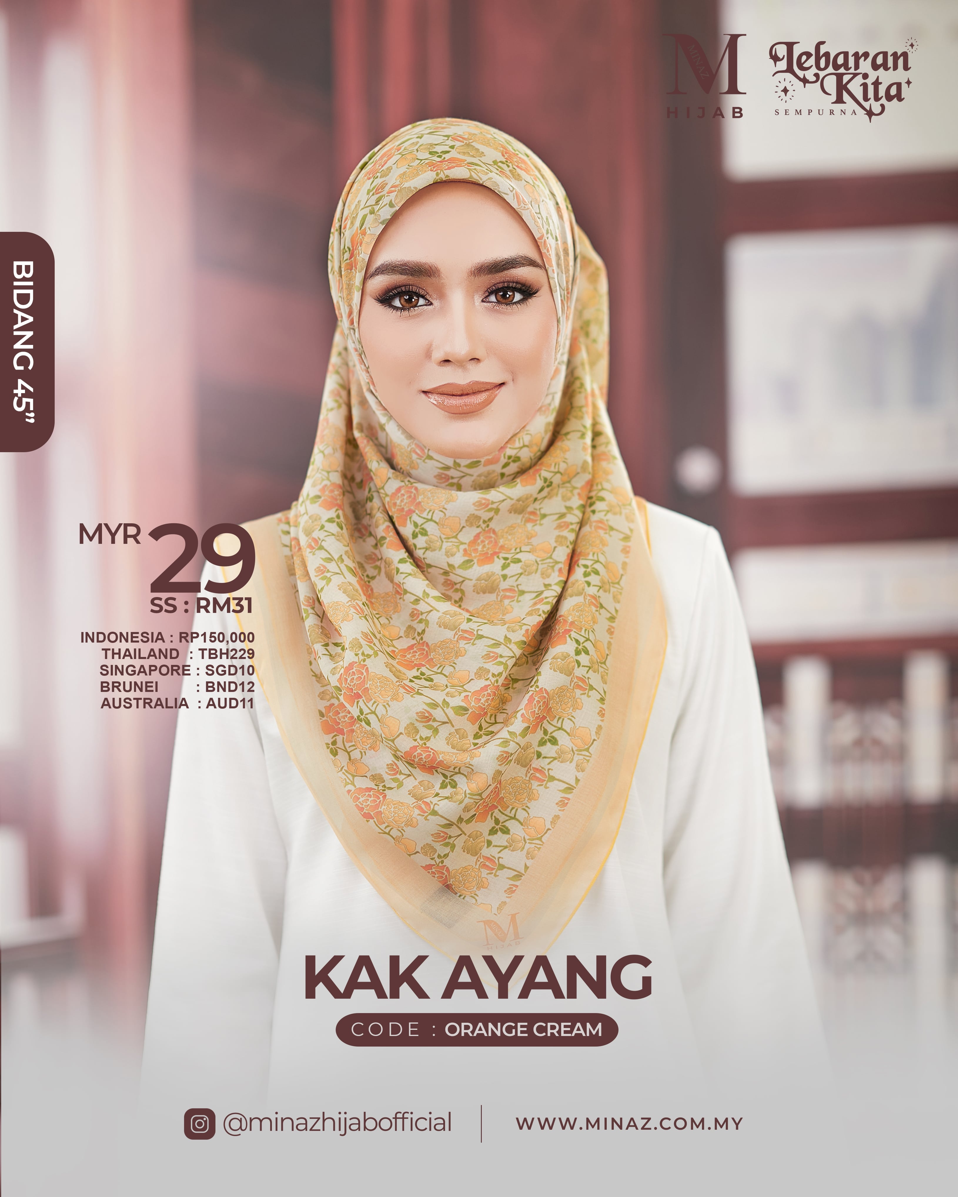 Tudung Bawal - Orange Cream