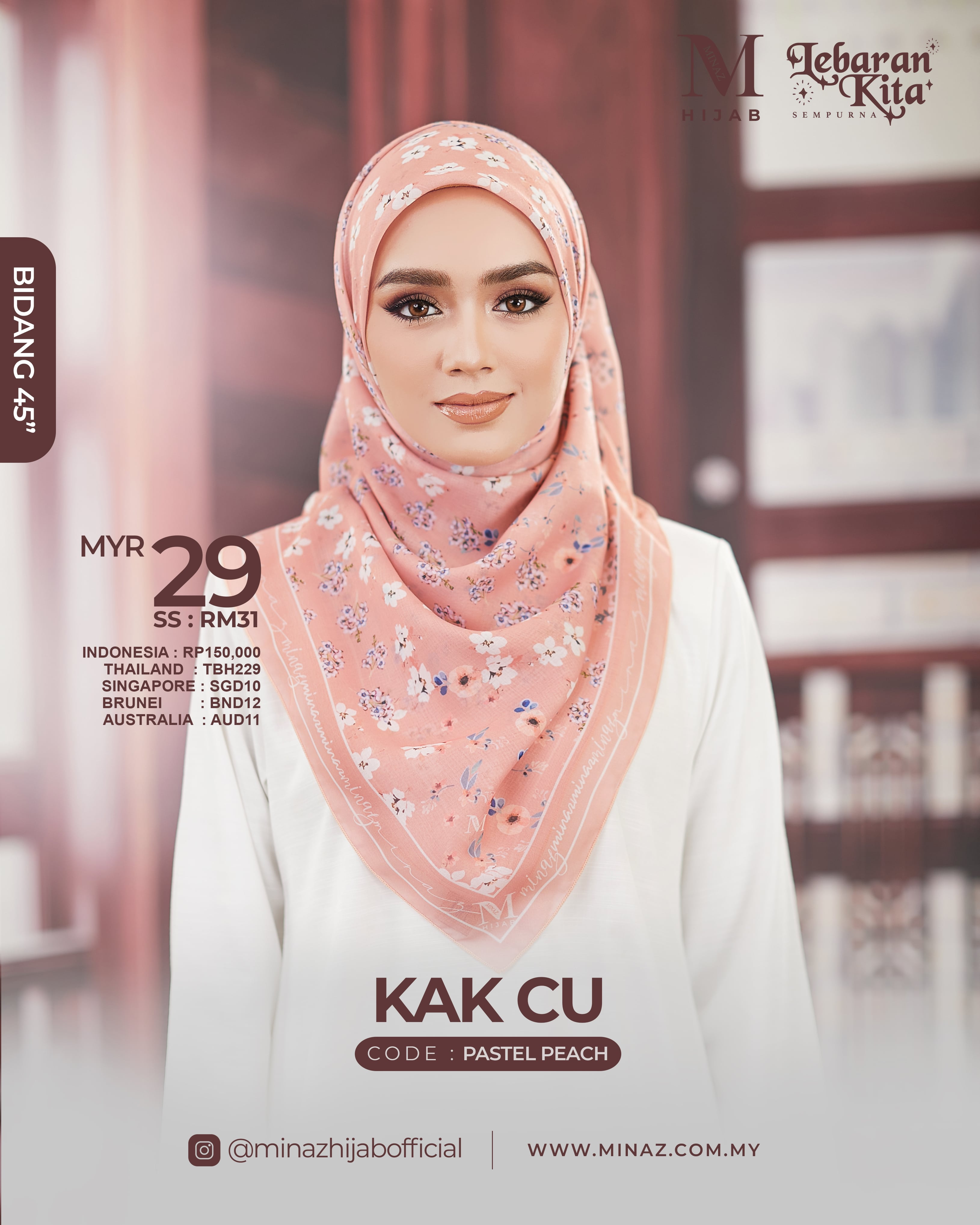 Tudung Bawal - Pastel Peach