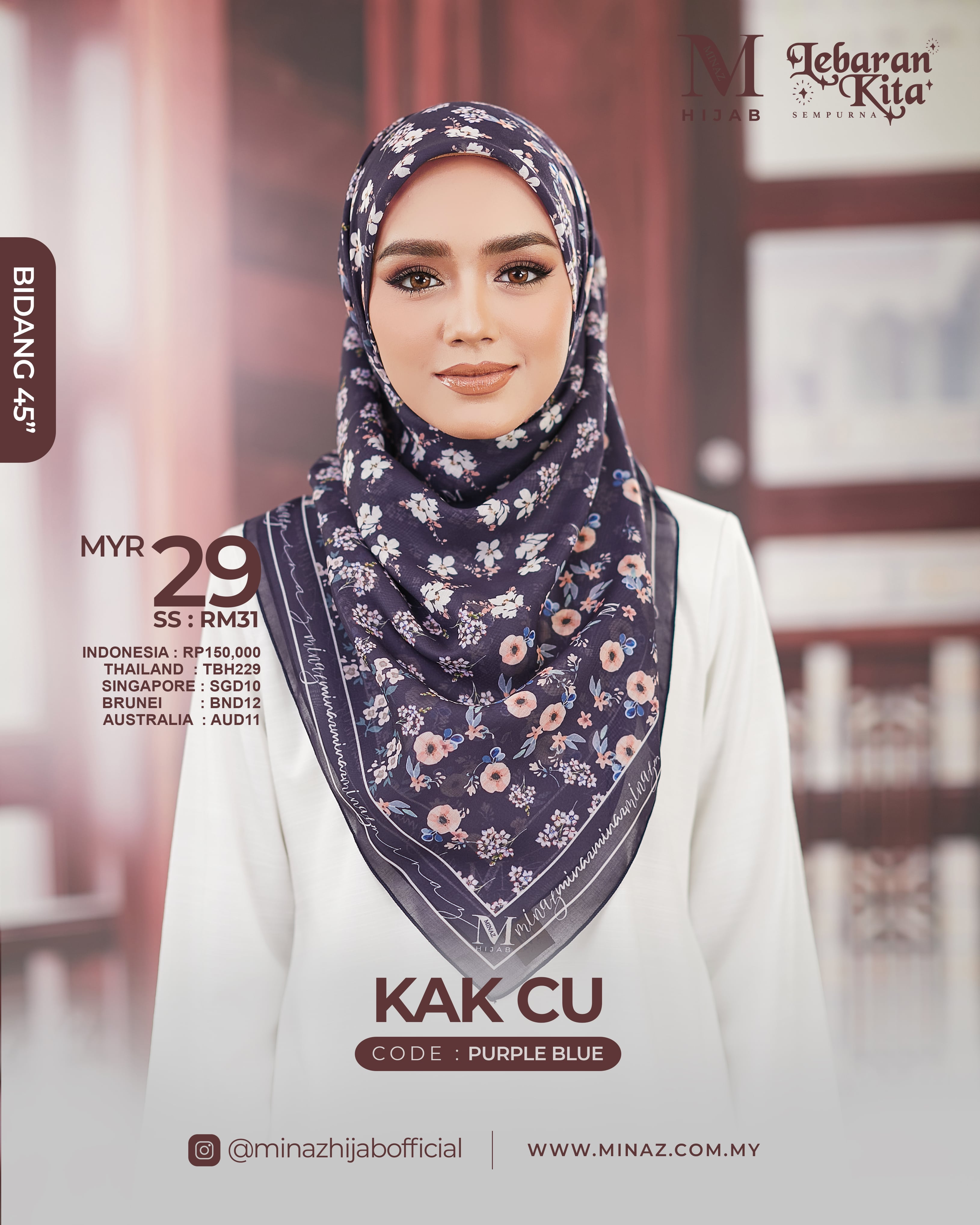 Tudung Bawal - Purple Blue