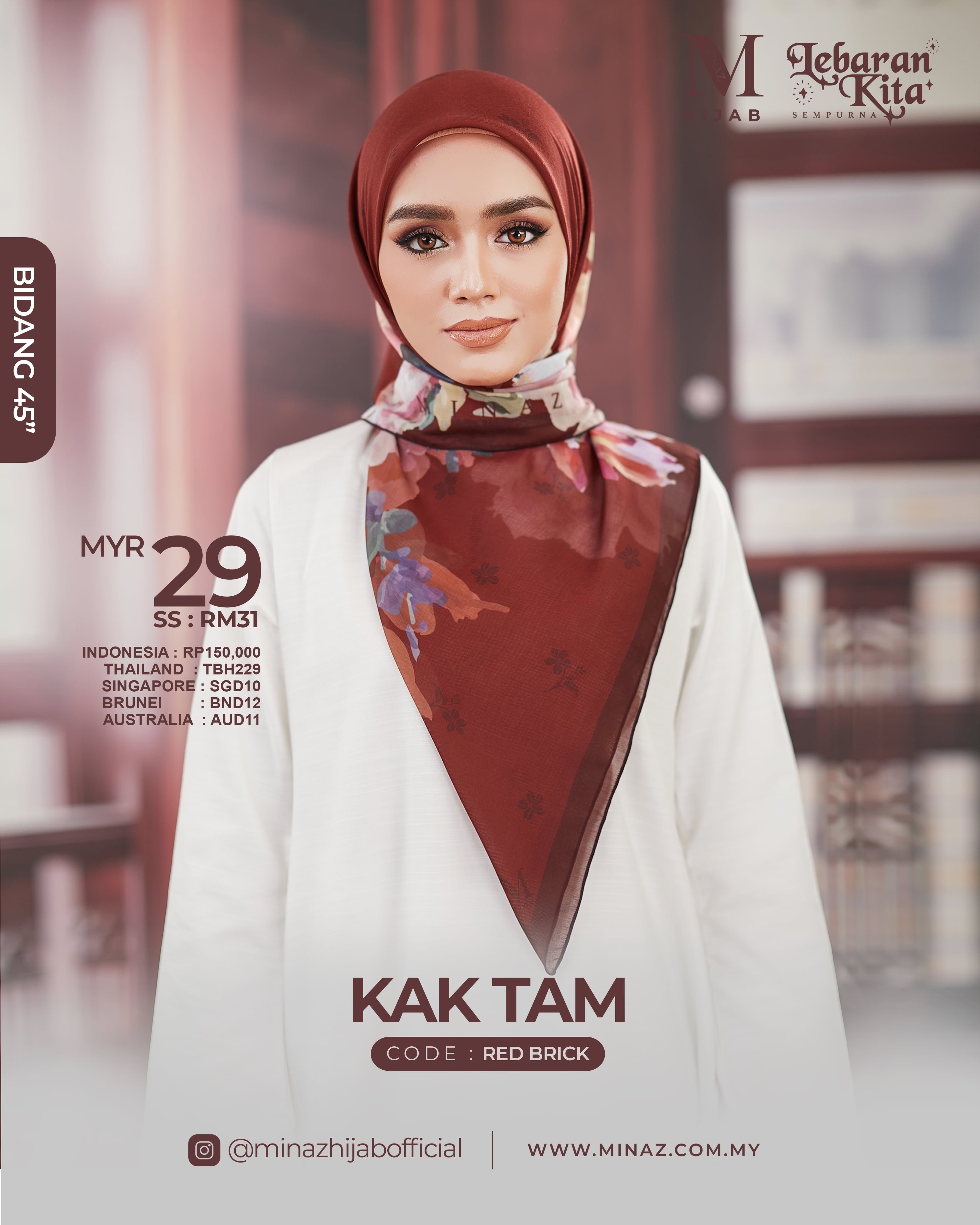 Tudung Bawal - Brick Red