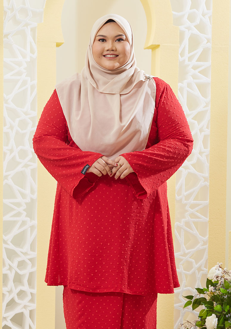 Kurung Cik Zaleha Plus Size - Red