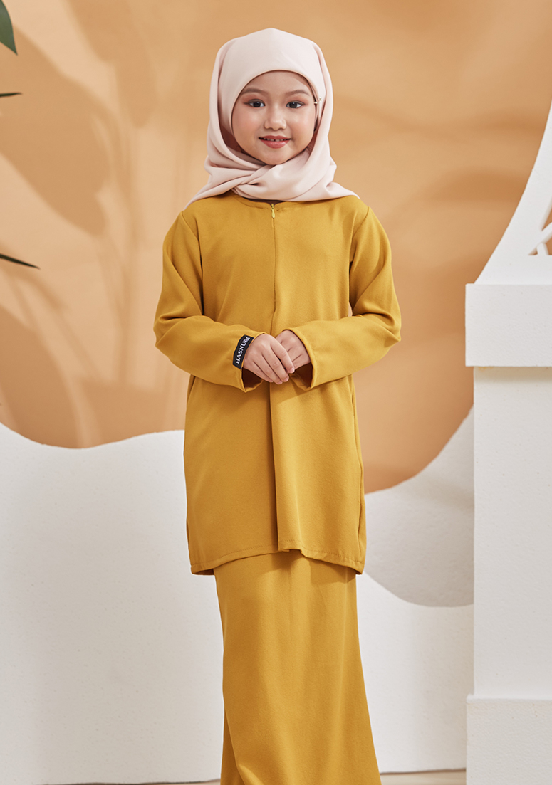 Kurung Simple Rose Kids - Mustard
