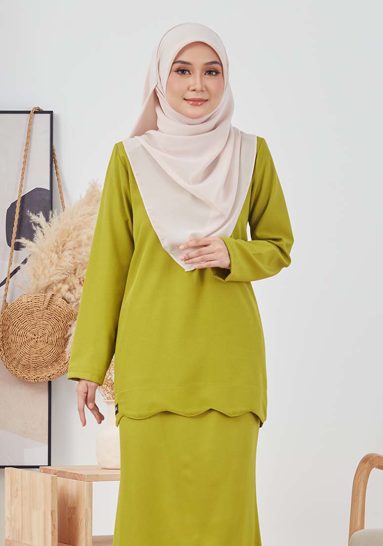 Kurung Mini Scallop - Lemon Green