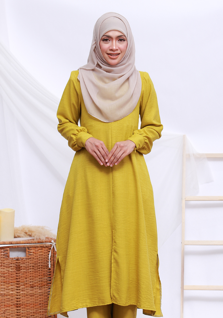 Suit Zakiya Linen - Lime Yellow