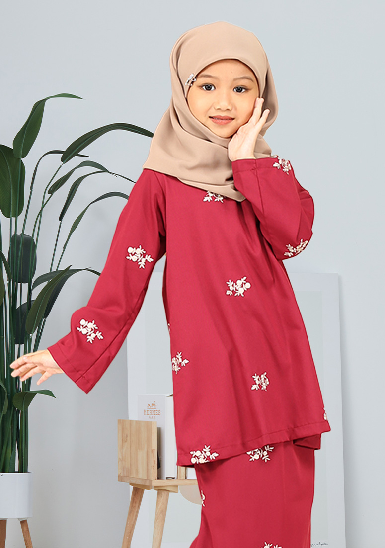Kurung Qeela Kids - Maroon