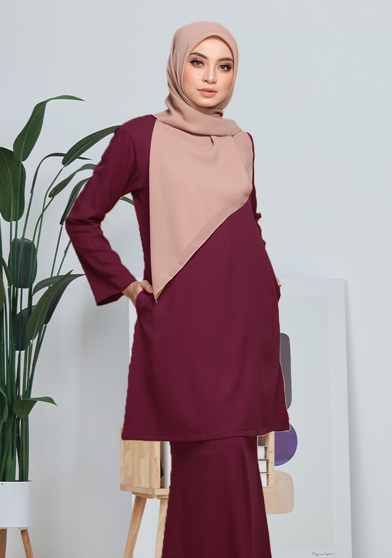 Kurung Amani - Maroon