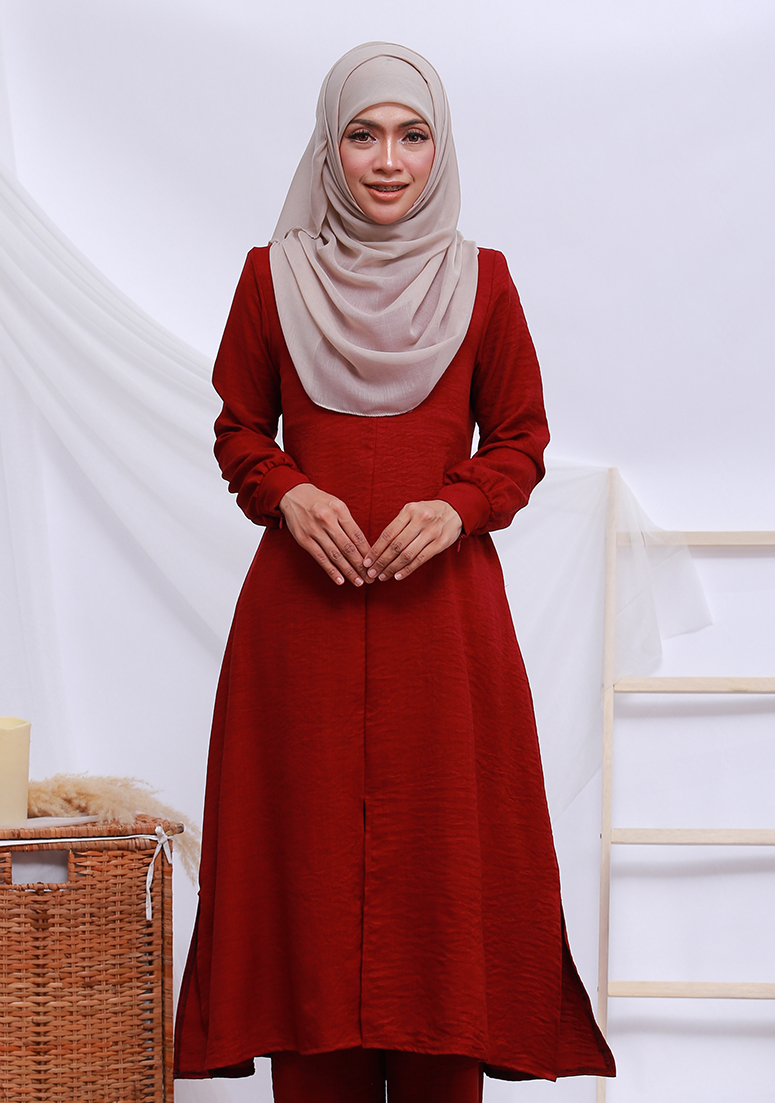 Suit Zakiya Linen - Maroon