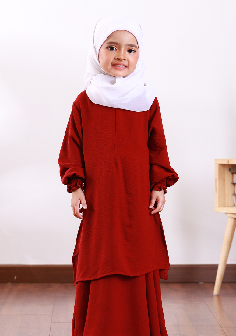 PO Kurung Princess Helena Kids - Maroon