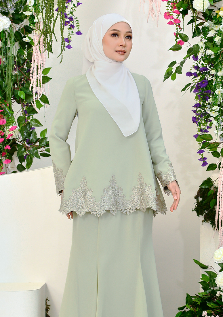 Kurung Princess Amora - Matcha Green