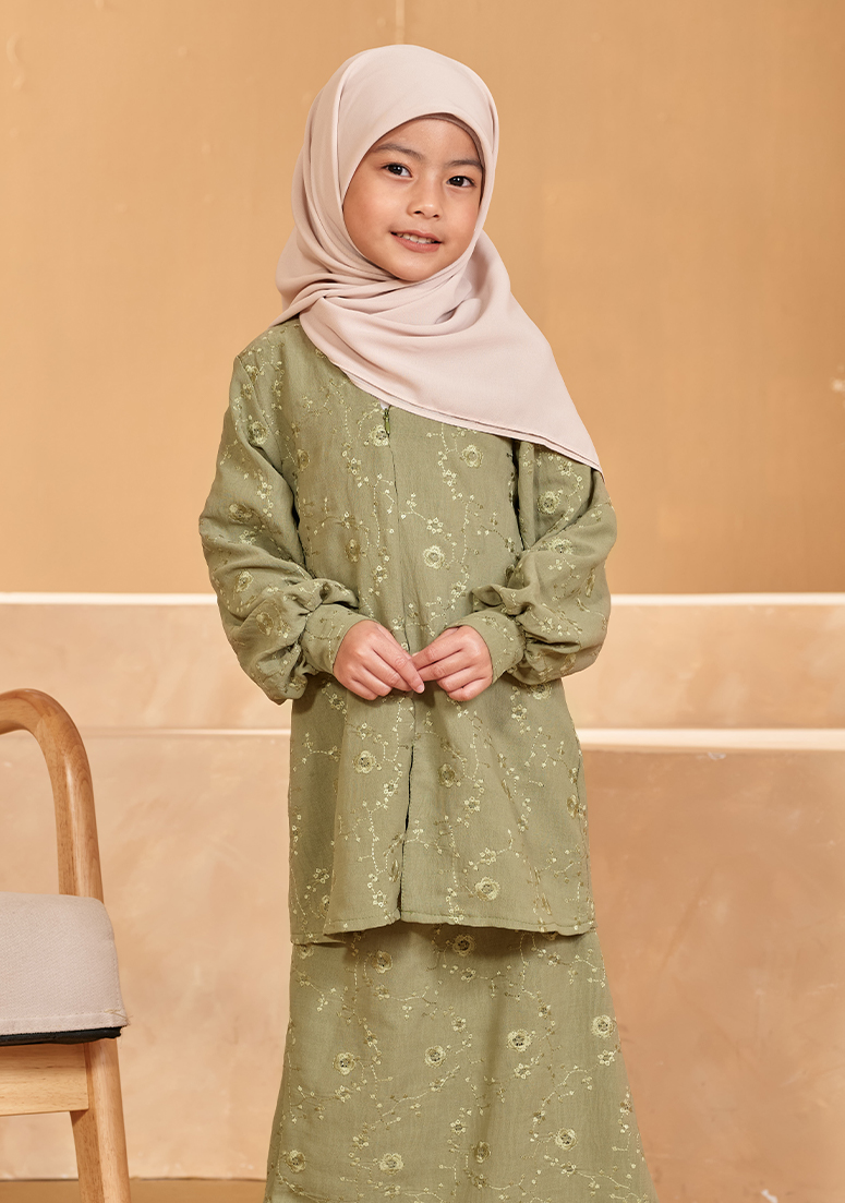 Kurung Zurdia Kids - Matcha Green