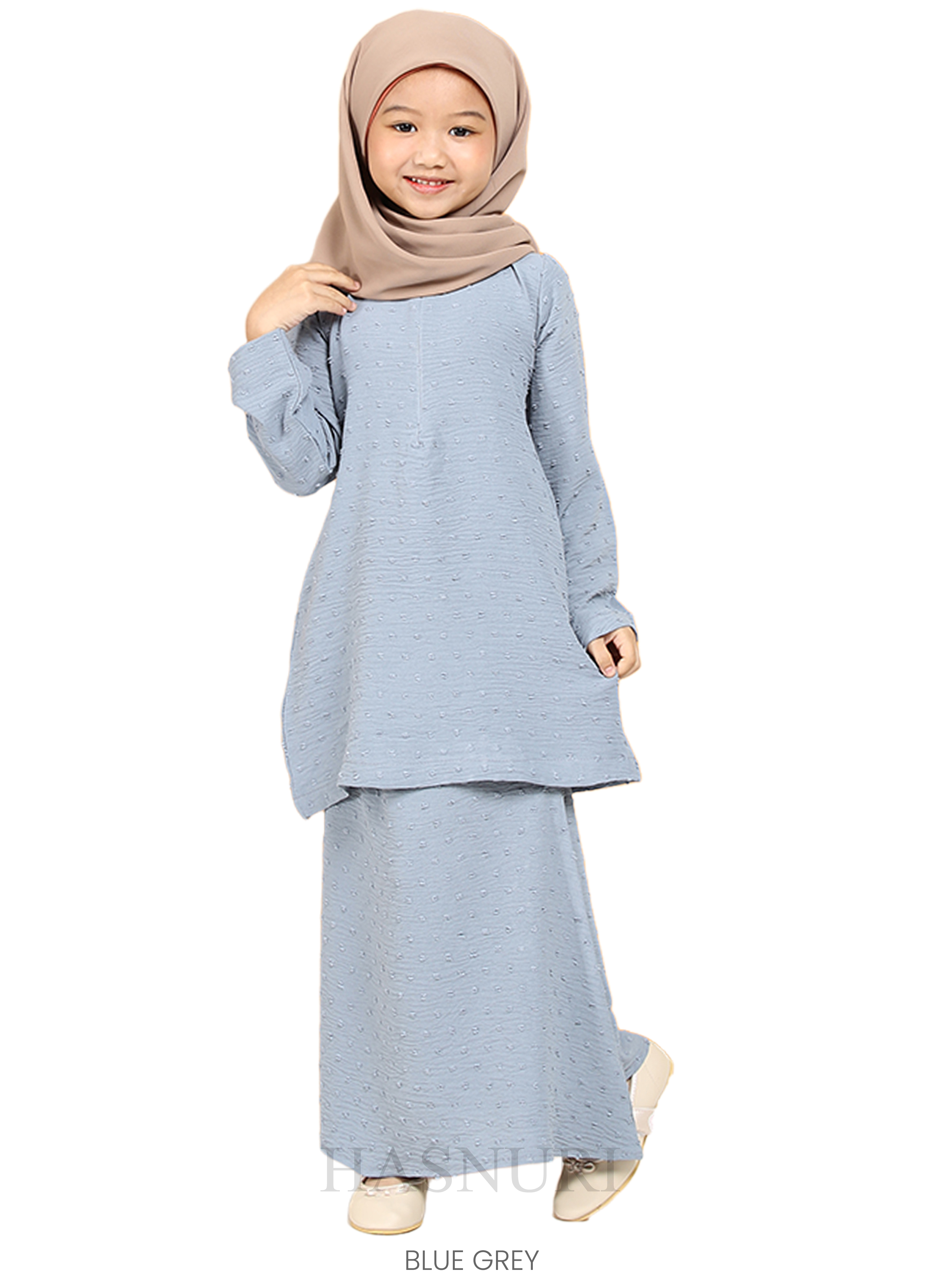 Kurung Misha Kids - Blue Grey