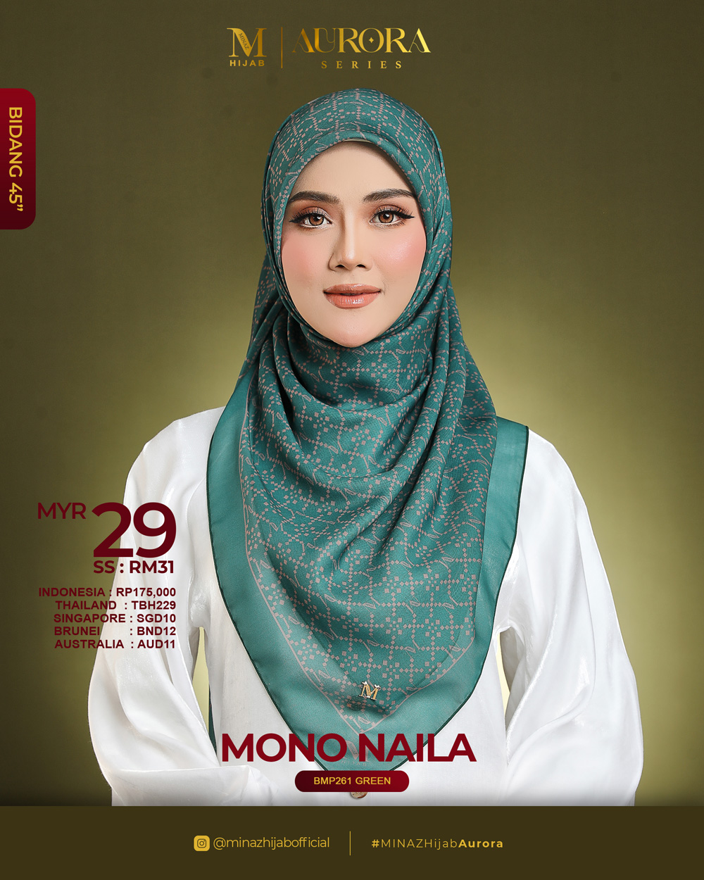 Tudung Bawal Aurora - Mono Naila - B45