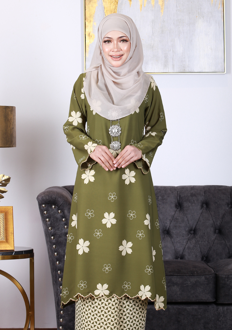 Kurung Dang Ayu - Olive Green
