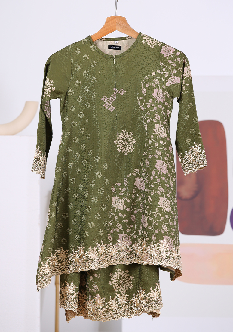 Kurung Cempaka Kids - Olive Green
