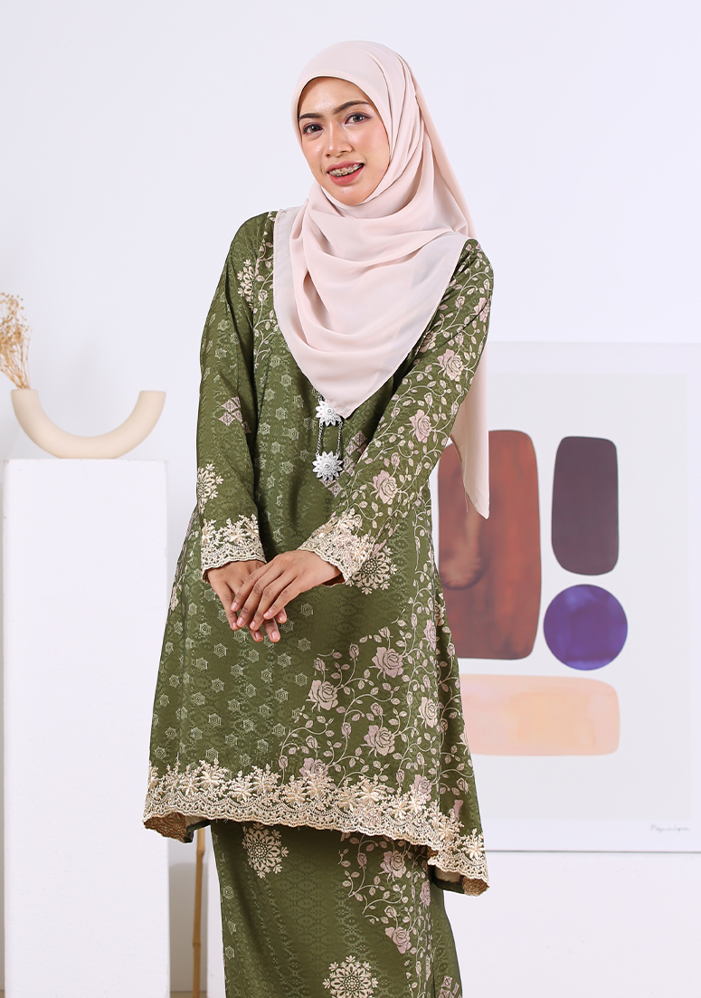 Kurung Cempaka - Olive Green