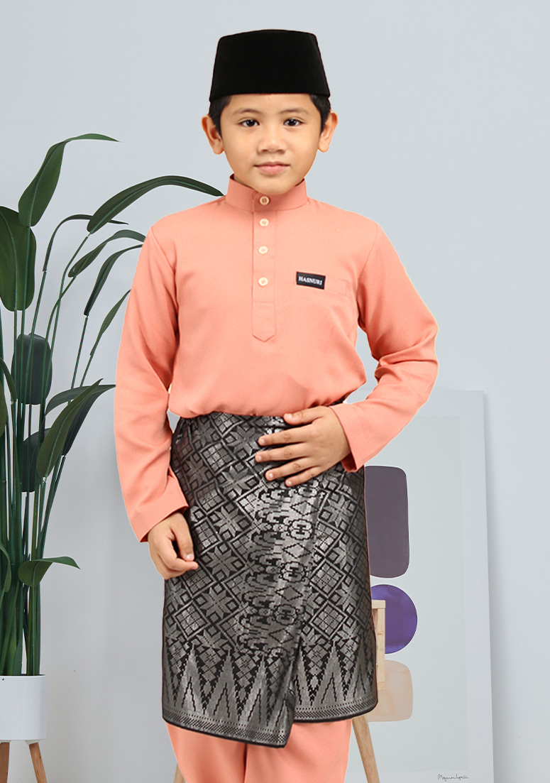 Baju Melayu Kashaf Kids - Peach