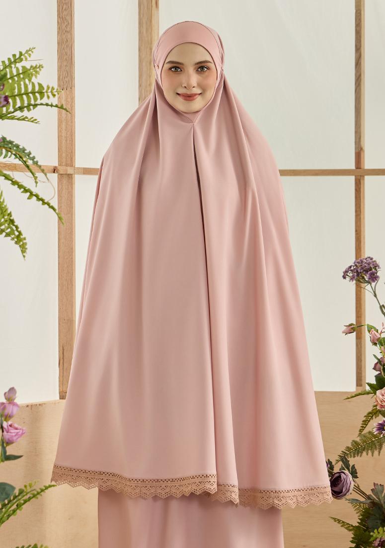 Telekung Hajar - Rose Pink