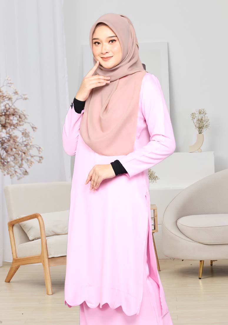 Kurung Dewi Scallop - Soft Pink