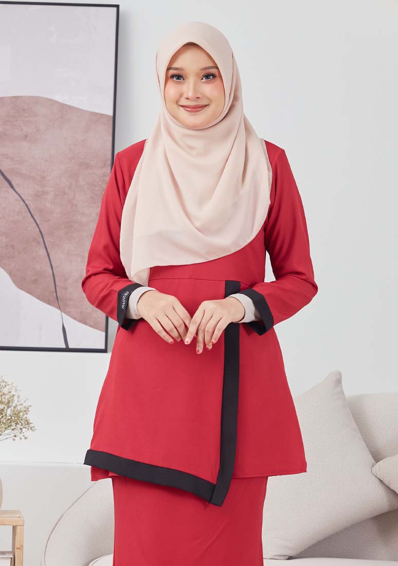 Kurung Kamila - Red Maroon