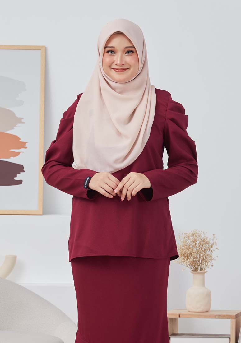 Kurung Mahdeya - Maroon