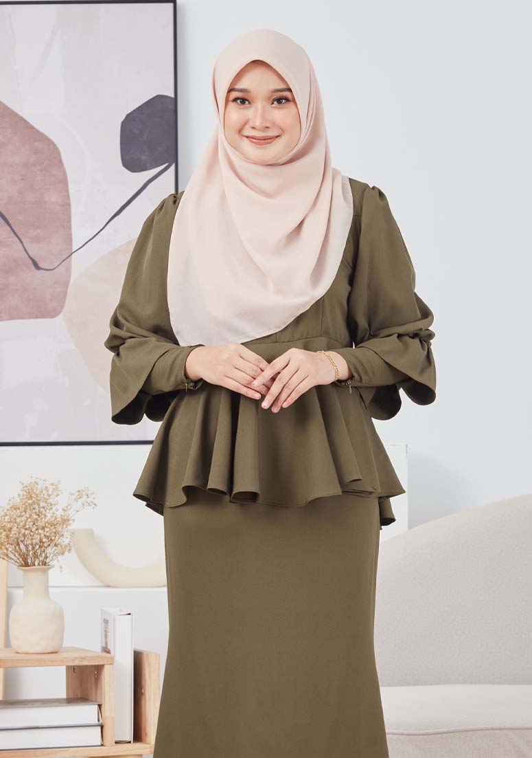 Kurung Marini - Olive Green