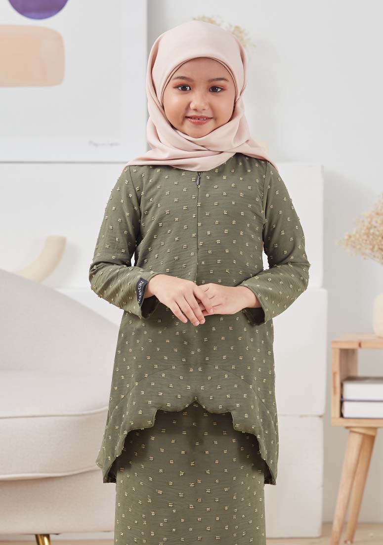 Kurung Mauliya Kids - Army Green