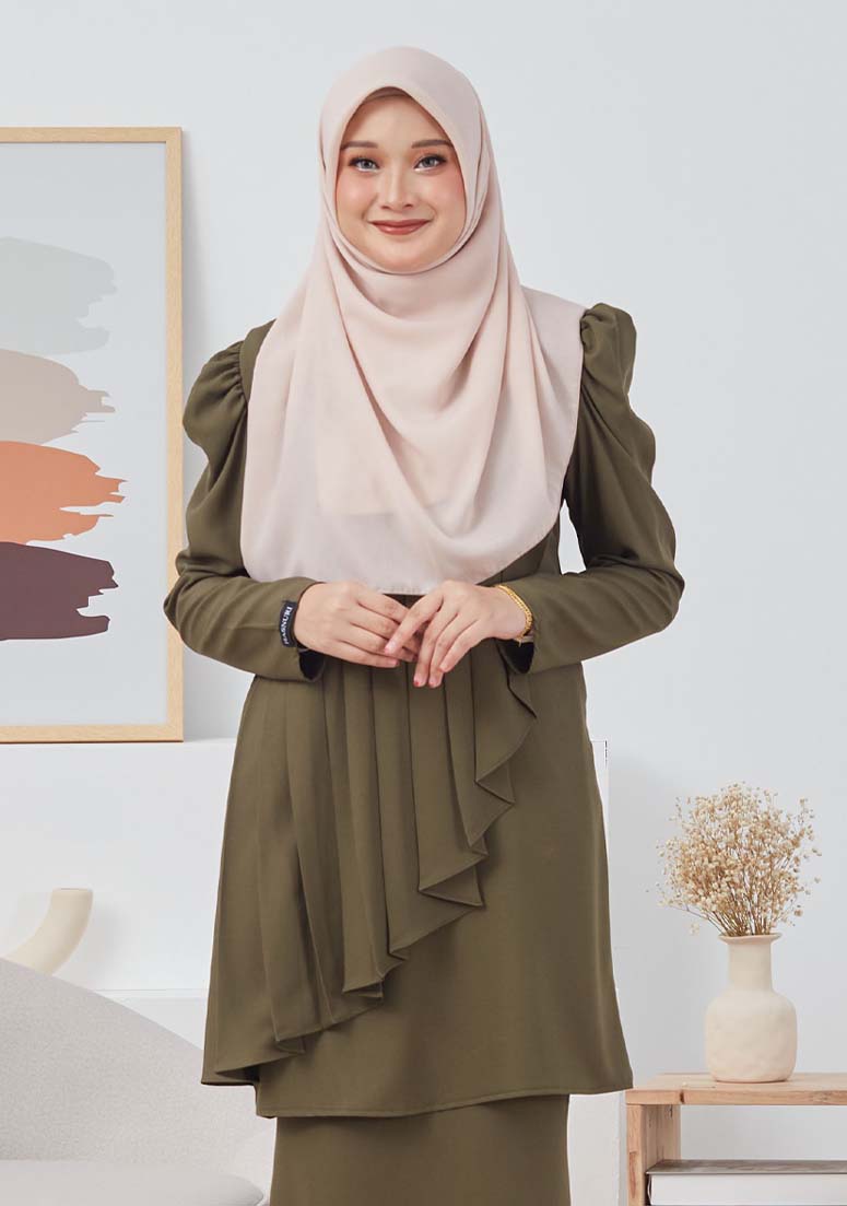 Kurung Muneera - Olive Green