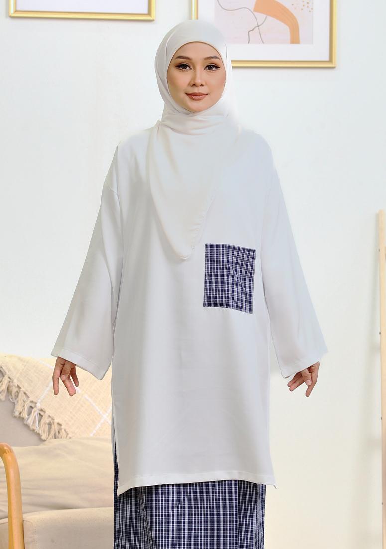 Kurung Seruni - White Blue