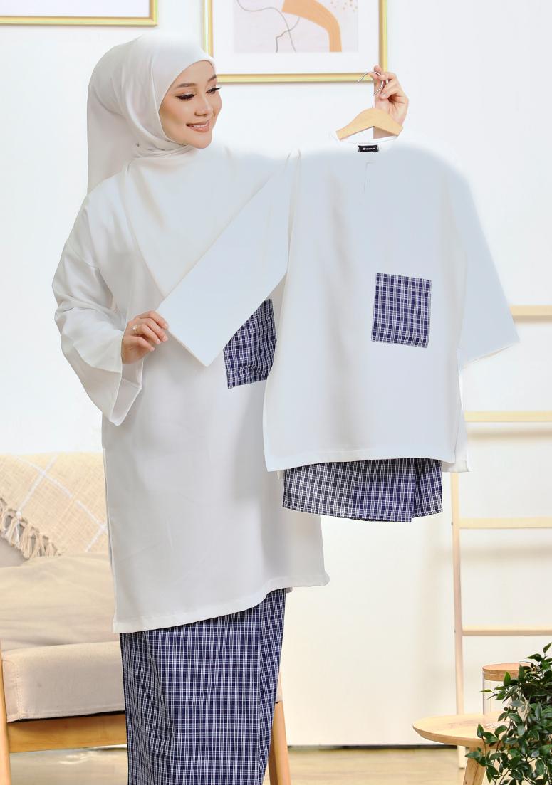 Kurung Seruni Kids - White Blue