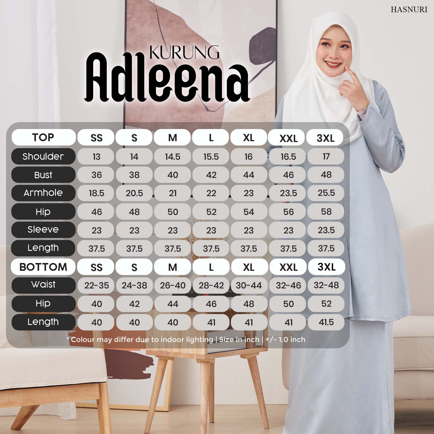 Kurung Adleena - Baby Blue